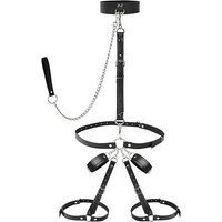 3-in-1 Adjustable PU Leather Bondage Kit - Wrist, Thigh & Collar Restraints Set | Wowcher