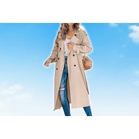 Women's button slim chic overcoat, UK6, Khaki | Wowcher