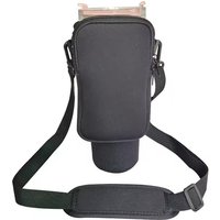 Unisex Adjustable Water Bottle Cover with Phone Holder, Black | Wowcher