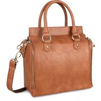 Black Women's Retro Faux Leather Multi-Pocket Tote Bag | Wowcher