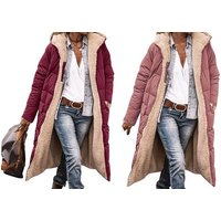Black 2-in-1 Reversible Women's Long Double-Sided Hooded Cotton Jacket - Plush Lining & Hooded - 6 Sizes & 9 Colours | Wowcher