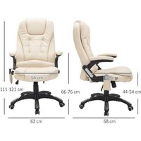 Ergonomic Massage Office Chair - PU Faux Leather, High Back, Adjustable, Beige | Wowcher