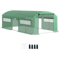 19 x 9.8ft Walk-In Polytunnel Greenhouse Storage Shed - Galvanised Steel Frame, Weatherproof PVC Cover | Wowcher