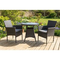 Malaga Two Seater Bistro Set with Sleek Rattan & Safety Glass Table | Wowcher