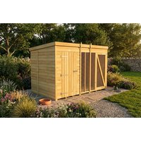 Wooden Dog Kennel & Outdoor Storage Run - Full Height, Weatherproof, Secure Access | Wowcher