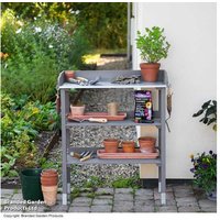 3-Tier Wooden Garden Potting Table with Multi-Level Storage Shelves - Durable Wood, Compact Design, Easy Assembly | Wowcher