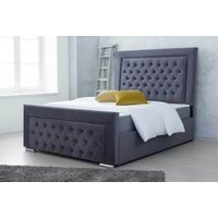 Crushed Velvet Hilton Upholstered Bed With Grand Headboard & Footboard - 5 Sizes, 5 Colours, Optional Gas Lift Storage | Wowcher