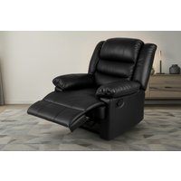 Adjustable Leather Recliner Armchair Sofa - Modern PU, High-Back, Black or Brown | Wowcher