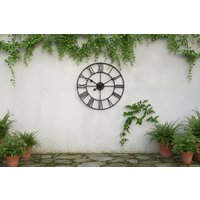 Vintage Metal Roman Numeral Wall Clock - Cast Iron-Effect, 40cm or 60cm, Indoor/Outdoor Decor | Wowcher