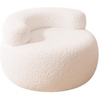 Children's Plush Boucle Sofa Stool - Lamb Wool Kids Seat, 4 Colours, Solid Wood | Wowcher