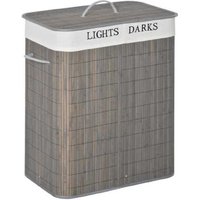 Freestanding Bamboo Laundry Basket Set - Dual Compartments, 100L Family Capacity | Wowcher