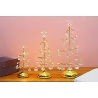 Luxury Crystal LED Christmas Tree Table Lamp - Battery Operated, Modern Festive Lighting (3 Sizes, Warm or Cool White) | Wowcher