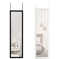 36cm x 106cm Full Length Wall Mounted Mirror - Modern Glass, Adjustable Over Door or Wall Hanging, Black or White Frame | Wowcher