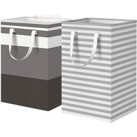 75L Freestanding Foldable Laundry Basket Set - Space-Saving Hamper in Grey or Black | Wowcher