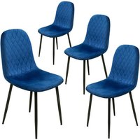 Set of 4 Alivio Velvet-Upholstered Dining Chairs - Ergonomic Curved Back, Metal Legs & 3 Colours | Wowcher