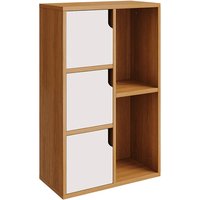 Modern Wooden Bookcase Cabinet with Hidden Storage & Display Shelves | Wowcher