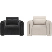 Rose Velvet Upholstered Armchair - Beige or Charcoal | Wowcher