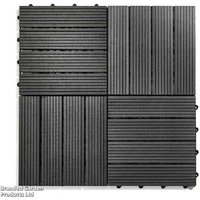 WPC Decking Tiles Dark Grey - Weatherproof Composite Garden Flooring | Wowcher
