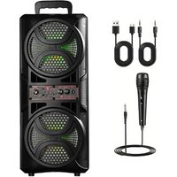 Alivio Portable Dual 6.5 Wireless Bluetooth Speaker with Mic FM Radio USB and AUX | Wowcher