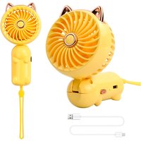 Three Speed Portable Cat Ear Fan - USB Rechargeable, Handheld & Desk Use, 3 Cooling Modes | Wowcher