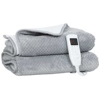 Electric Heated Throw Blanket With Dual Control And 5 Heat Settings - Grey | Wowcher