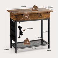 Industrial Slim Metal Sofa Side Table with Storage - Contemporary, Space-Saving Living Room Furniture | Wowcher
