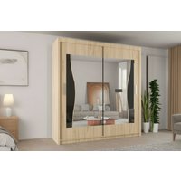 Modern Double Mirrored Sliding Door Wardrobe - Contemporary Bedroom Storage, Multiple Sizes & Colours | Wowcher