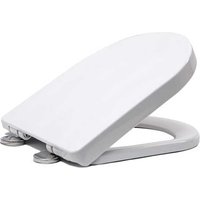 D Shape Soft-Close White Toilet Seat - Anti-Bacterial, Stainless Steel Hinges, Modern Bathroom Upgrade | Wowcher