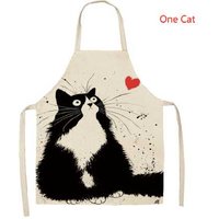 Linen-Blend Cartoon Cat Apron - Durable, Easy-Clean Cooking & Baking Essential | Wowcher