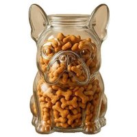 Crystal Glass French Bulldog Snack Jar - Decorative Tableware Treat Dispenser, Leak-Proof, 4 Designs | Wowcher