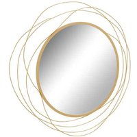 PRICE DROP! Abstract Gold Metal Wall Mirror - Modern Round Glass, Durable Frame, Statement Wall Decor | Wowcher