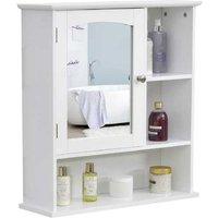 White MDF Wall Mounted Bathroom Cabinet with Mirror - Modern Space-Saving Storage | Wowcher