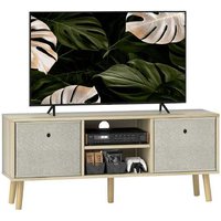 Contemporary TV Stand with Foldable Storage Drawers - Modern Fabric & Wood, For TVs up to 50", Space-Saving Living Room Storage | Wowcher