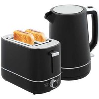 Sleek Rapid Boil Kettle & 2-Slice Toaster Set - 1.7L, 3000W, Modern Black Kitchen Appliances | Wowcher