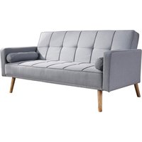Grey Linen Modern Double Sofa Bed - 2-Seater, Extendable, Space-Saving | Wowcher