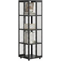Black Steel 4-Tier Bookcase with Wheels | Wowcher