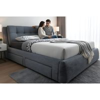 Signature Fabric Storage Bed with Padded Headboard and Four Drawers - Double & King Size | Wowcher
