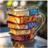 300ml Durable Glass Book Mug - Modern Painted Coffee Cup for Book Lovers | Wowcher
