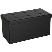 89L Black PU Leather Folding Storage Ottoman - Large Capacity, Foldable, Multi-Functional Storage Box Seat | Wowcher