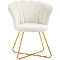 Velvet Accent Chair - Lotus Petal Scalloped Back, Steel Legs, 120kg Capacity | Wowcher