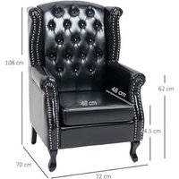 Faux Leather Wingback Chesterfield Accent Chair - Vintage Nail Trim, Padded, Sturdy Wood Frame | Wowcher