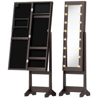 Freestanding MDF Mirror Jewellery Storage Cabinet with LED Lights - Full-Length Organiser | Wowcher