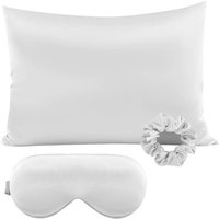 Luxury Ice Silk Bamboo Fibre Satin Pillowcase Set - Smooth, Breathable, Machine Washable - 4 Sizes, 7 Colours | Wowcher