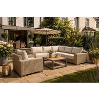 Rafi Chunky Rattan Outdoor Corner Sofa Set with Armchair & Table | Wowcher