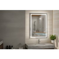 Modern LED Bathroom Mirror - Tempered Glass, Adjustable Anti-Fog, Smart Touch | Wowcher