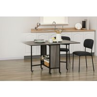 Space-Saving Wooden Drop Leaf Storage Table - Folding, Lockable, High Capacity, Modern Grey | Wowcher