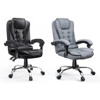 PRICE DROP! Ergonomic Computer Chair - Adjustable Home & Office, Black PU Leather or Grey Fabric | Wowcher