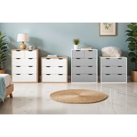 Modern White & Grey Chest of Drawers - 3 or 5-Drawer Bedroom Storage, Contemporary Slim Design | Wowcher
