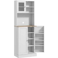 White Wood Modular Kitchen Storage Cabinet - Adjustable Shelves, High-Capacity Pantry Cupboard, Minimalist Design | Wowcher