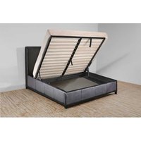 Faux Leather Ottoman Storage Bed with Gas Lift & Hidden Compartment - Multi-Functional Upholstered Storage Bed | Wowcher